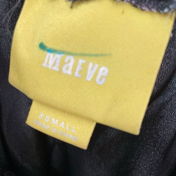 Anthropologie Maeve XS Paola Silk Floral Mini Dress Black Flowy Long Sleeve Boho - Picture 4 of 12